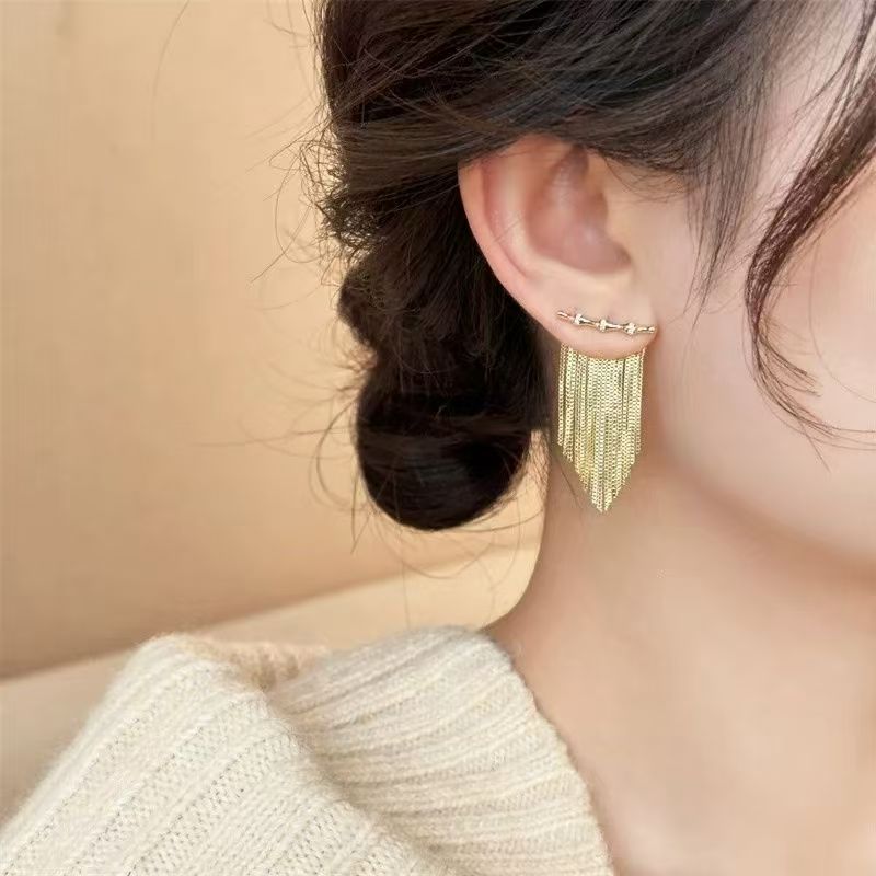 Elegant Gold Fringe Dangle Earrings for Weddings Proms and Gifts