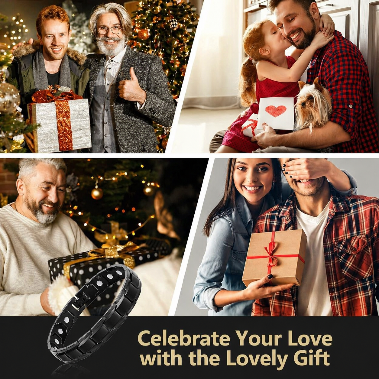 Stylish Magnetic Bracelet for Men and Women in Bold Black Gold
