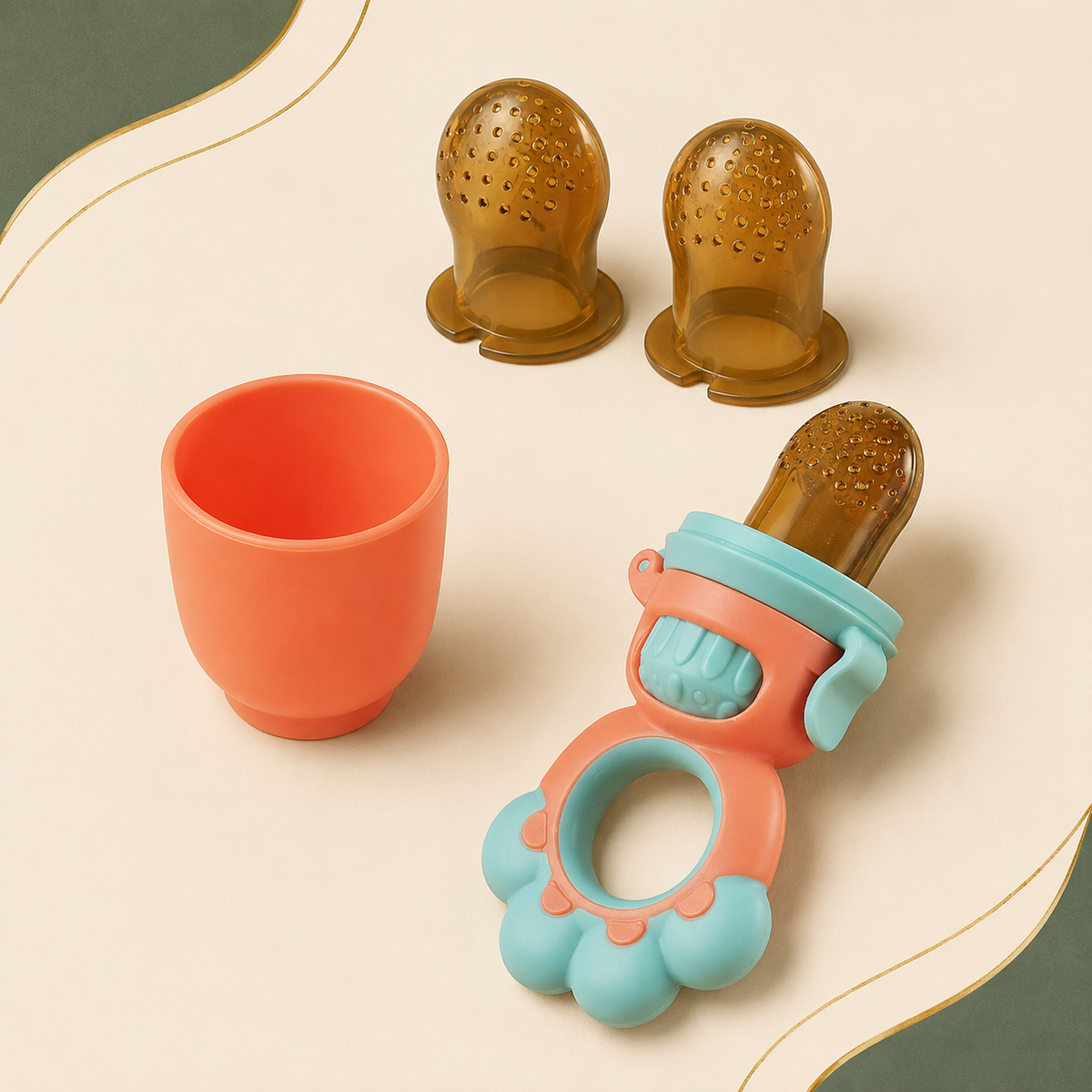 Silicone Baby Food Feeder with Easy-Grip Flower-Shaped Handle