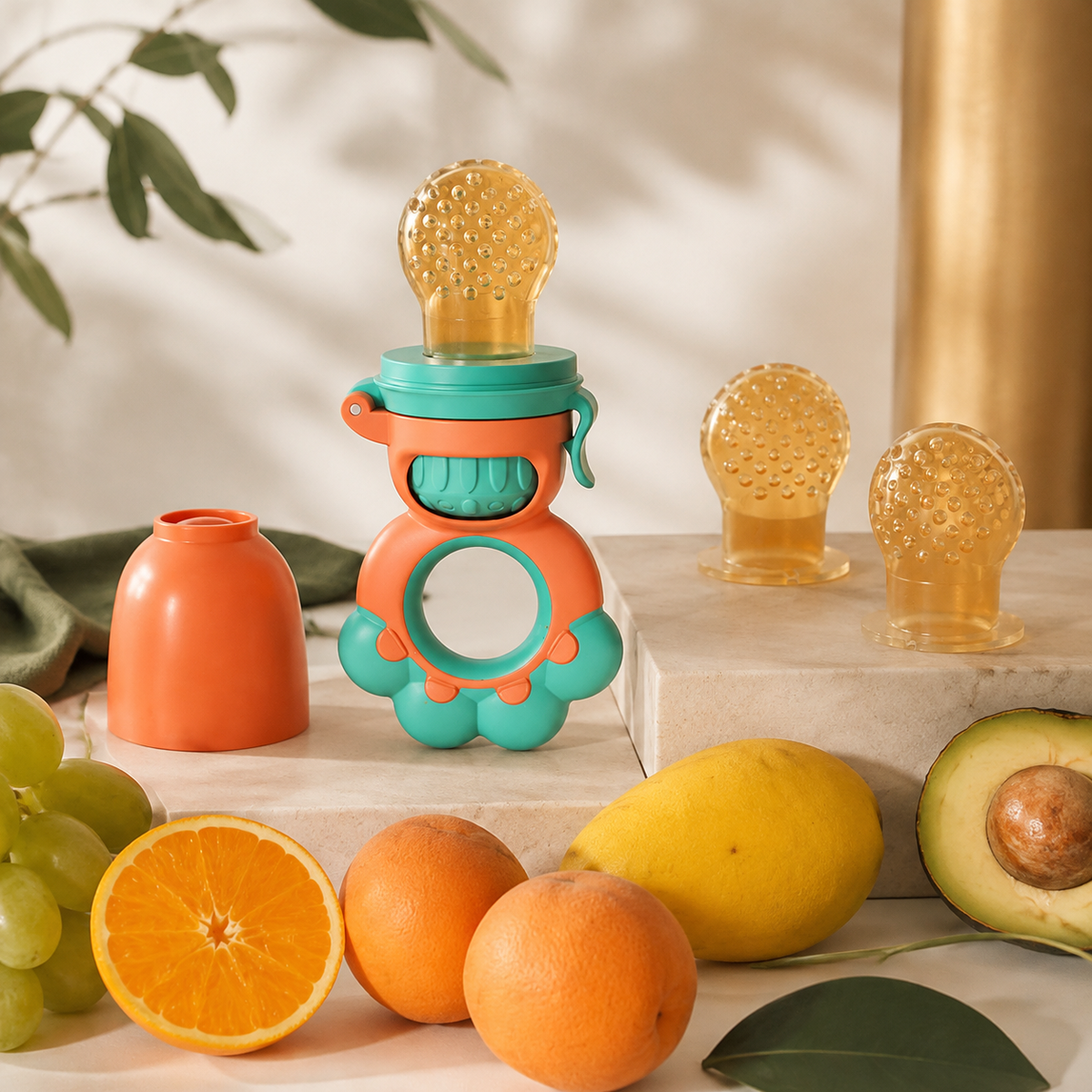 Silicone Baby Food Feeder with Easy-Grip Flower-Shaped Handle