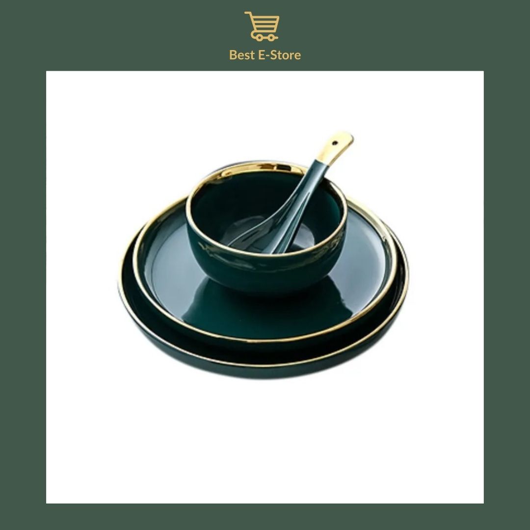 🌿 Elegant Green Ceramic Tableware – Handmade Perfection for the Dining Table 🍽️