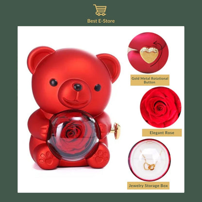 🌸 Elevate Your Jewelry Display with the Exquisite Red Rotating Bear 🌸