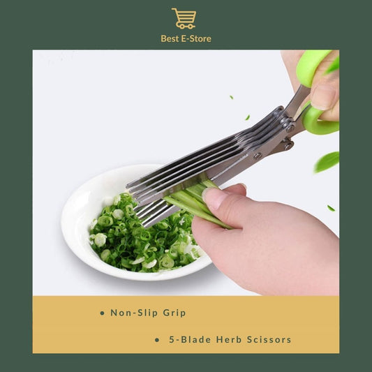 🌈 Unleash Flavor: Easy-to-Clean 5-Blade Herb Scissors with Protective Cover 🌿