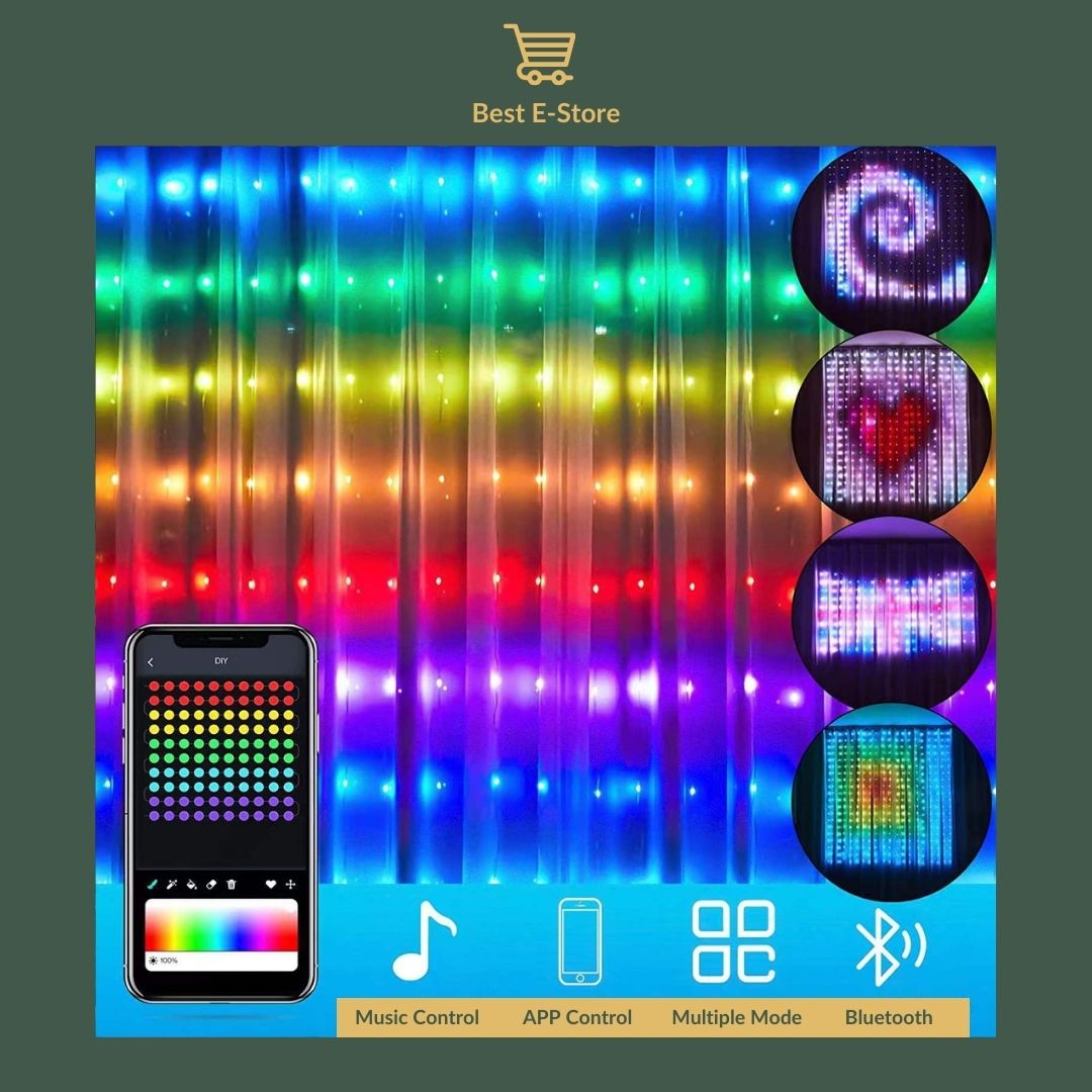 🌈✨ Illuminate Your Space: Bluetooth App Control Curtain Lights - Transform Your Space with 400 LEDs