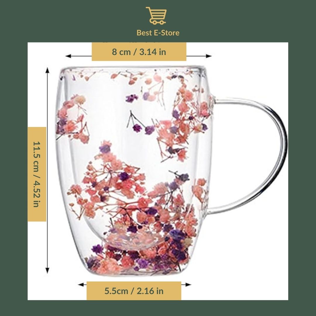 🌼Floral Fusion: Double Wall Glass Cups