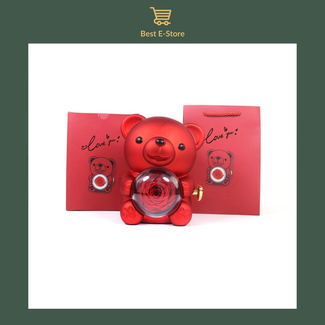 🌸 Elevate Your Jewelry Display with the Exquisite Red Rotating Bear 🌸