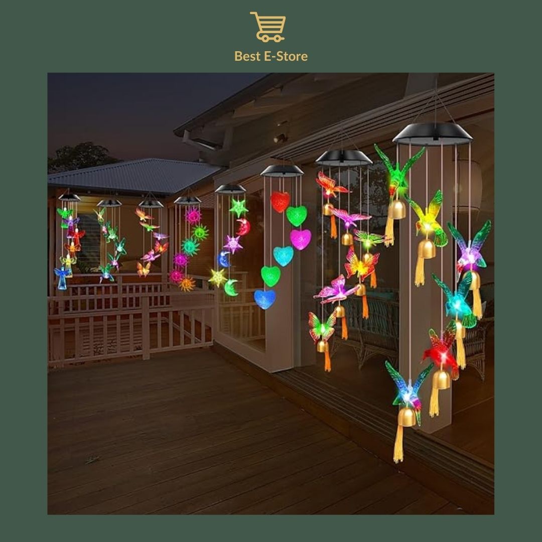 ☀️ Glowing Nights Await: Solar and Color Changing Hummingbird Wind Chime with Bells  🔔