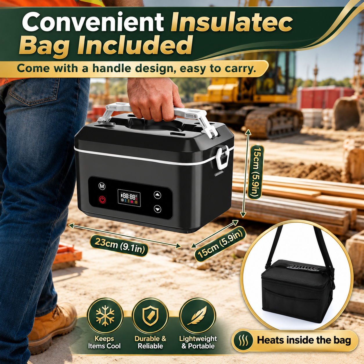 Electric Heated Lunch Box Gift Set with Cutlery for Office Car and Meals on the Go
