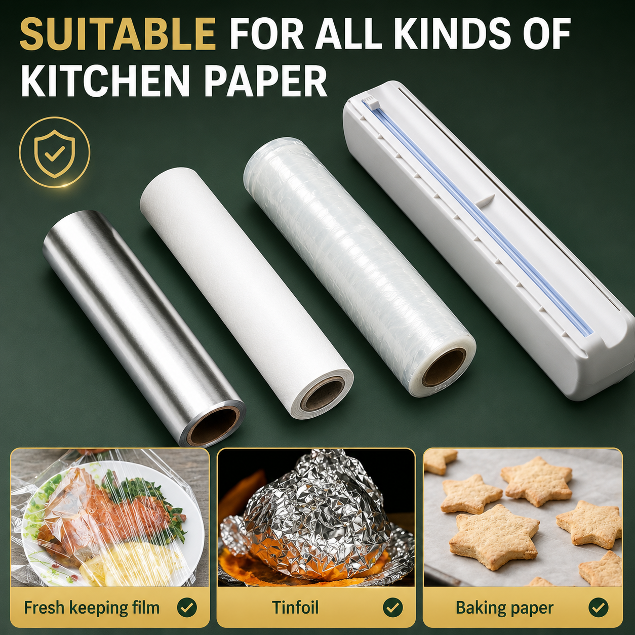 Magnetic Kitchen Wrap Dispenser with Slide Cutter for Confident Effortless Cooking