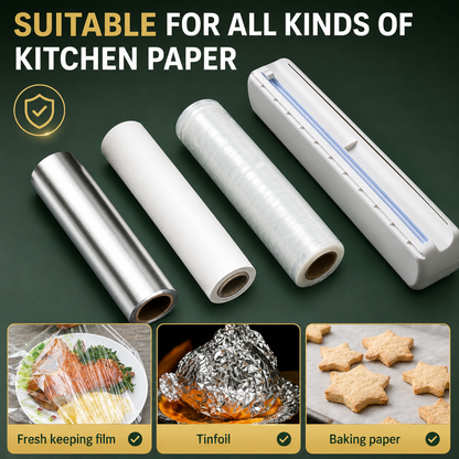 Magnetic Kitchen Wrap Dispenser with Slide Cutter for Confident Effortless Cooking