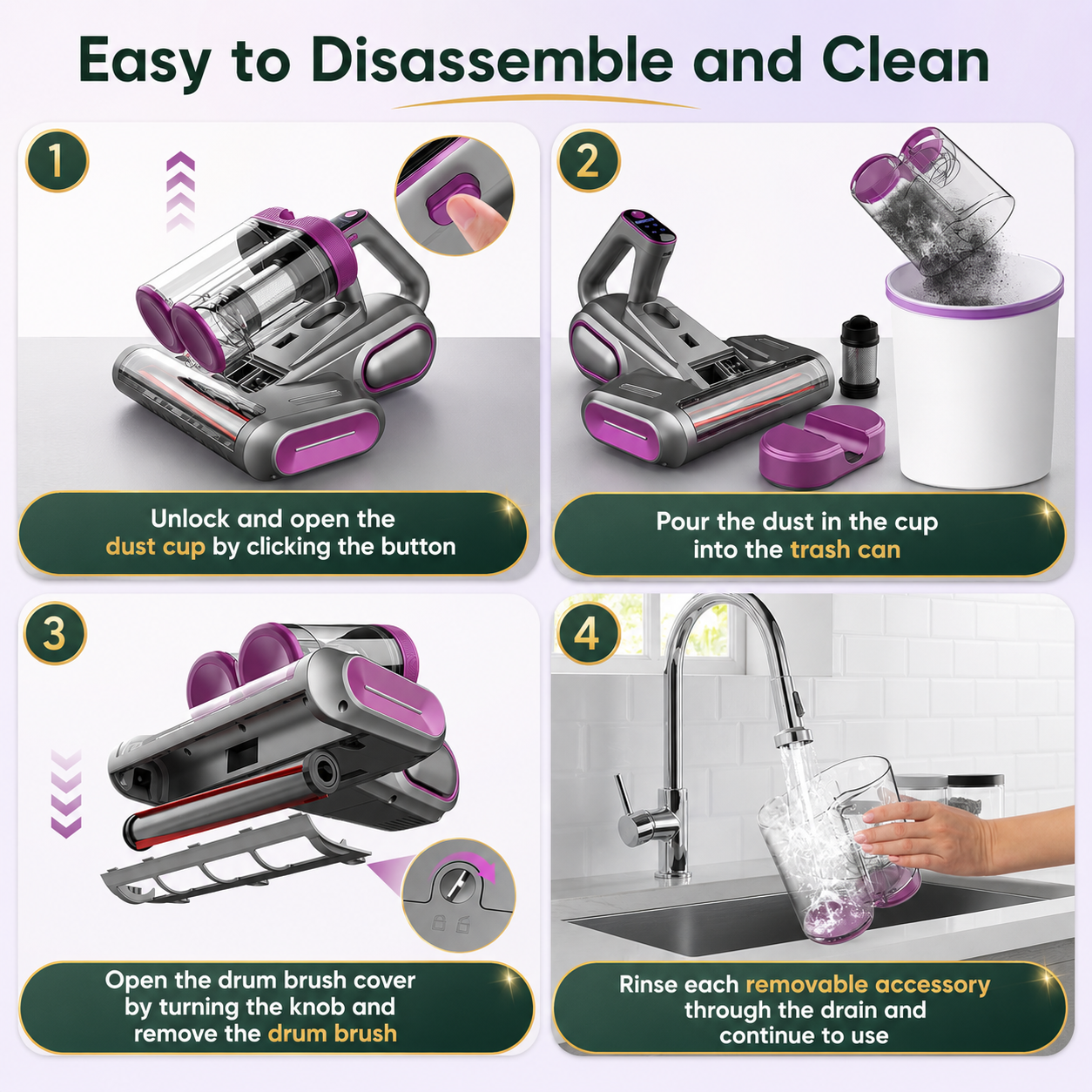 Gift-Ready Mattress Vacuum Cleaner with Hot Air and UV-C for Pet Owners