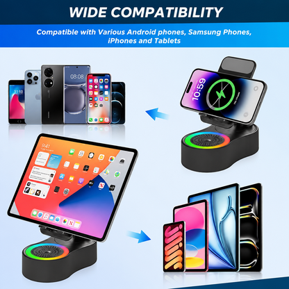 5-in-1 Bluetooth Speaker Phone Holder with Charger for Desk and Hands-Free Calls