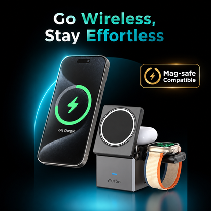 3 in 1 Wireless Charging Station with Auto-Rotating Stand for iPhone Watch AirPods