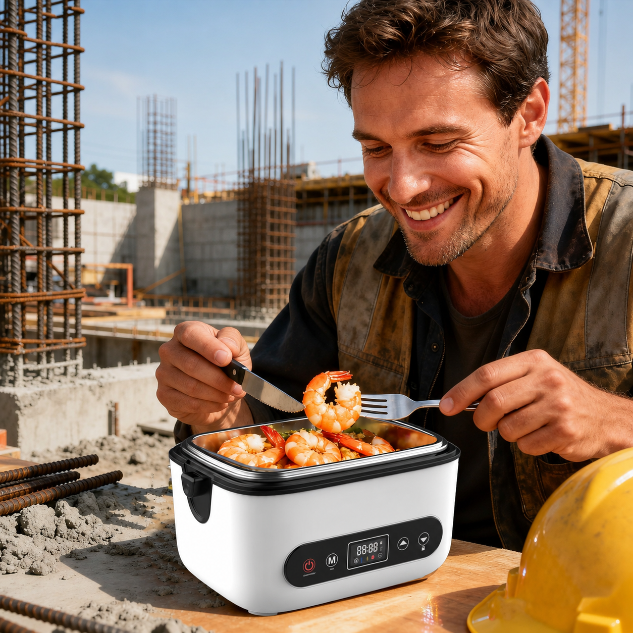 Electric Heated Lunch Box Gift Set with Cutlery for Office Car and Meals on the Go