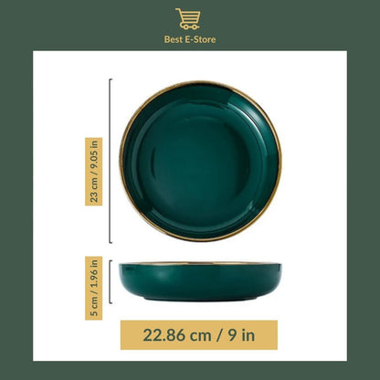 🌿 Elegant Green Ceramic Tableware – Handmade Perfection for the Dining Table 🍽️