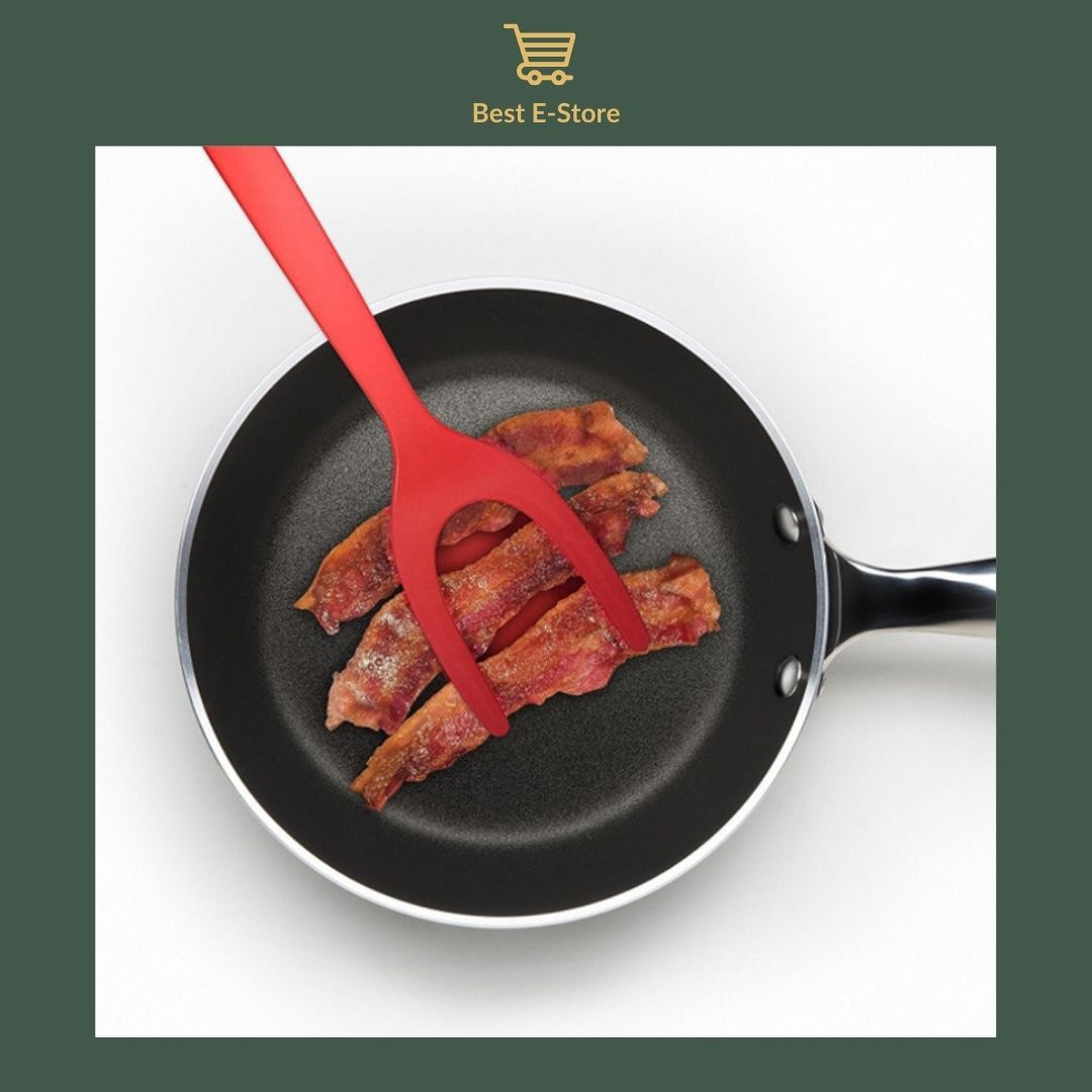 🌟 Non-Stick Cooking Companion: The 2-in-1 Silicone Spatula