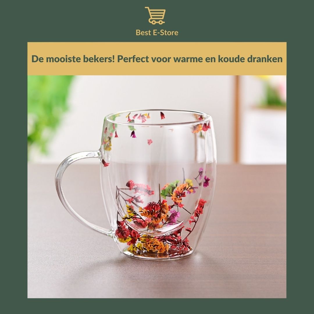 🌼 Bloemen Fusie: Glazen Bekers Met Dubbele Wand