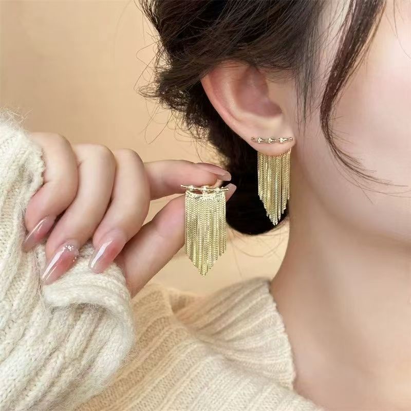 Elegant Gold Fringe Dangle Earrings for Weddings Proms and Gifts