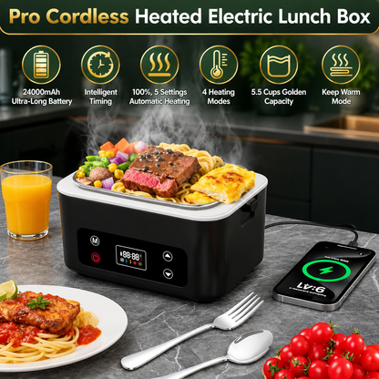 Electric Heated Lunch Box Gift Set with Cutlery for Office Car and Meals on the Go