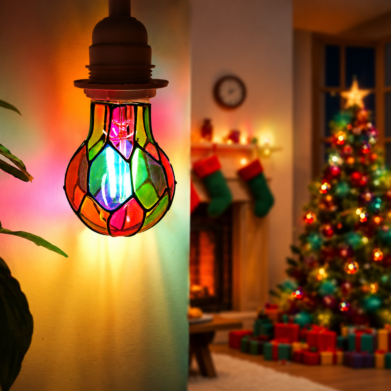 Hand-Painted Stained Glass LED Bulb for Cozy Ambient Vibes