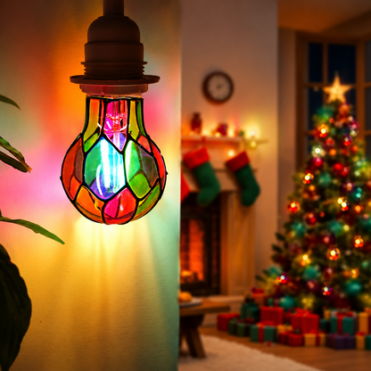Hand-Painted Stained Glass LED Bulb for Cozy Ambient Vibes