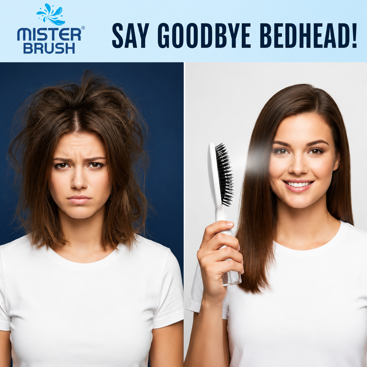 Misting Hair Brush for Effortless Confidence with No-Tangle Bristles, Wet & Dry