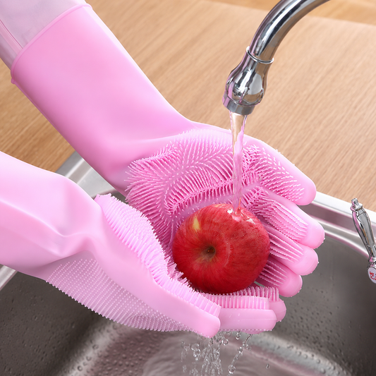 Magic Silicone Scrubber Gloves Gift for Dishes, Pets, and Home Cleaning