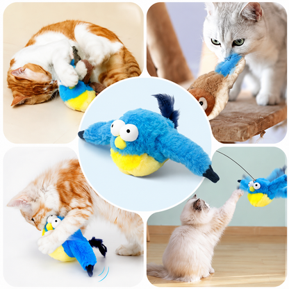 Interactive Chirping Bird Cat Toy with Flapping Wings for Bored Indoor Cats