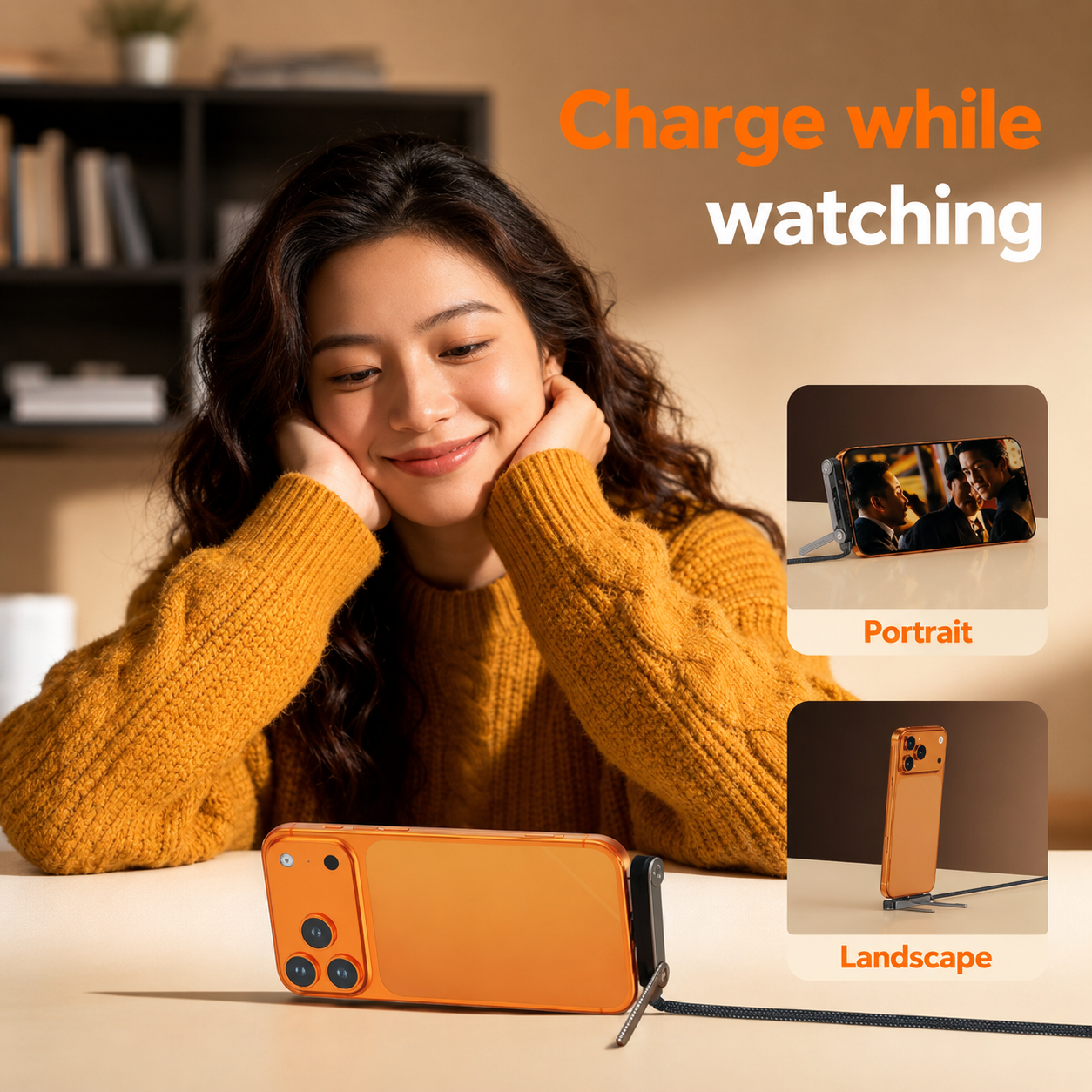 Flat USB-C Fast Charging Cable with Stand for Gamers and Everyday Confidence