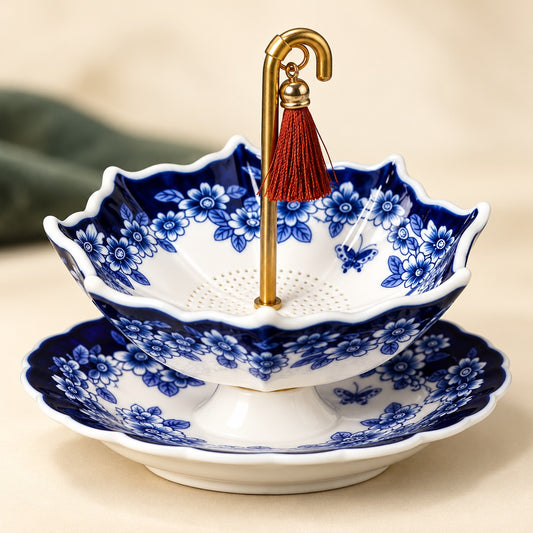 Blue Floral Umbrella Tea Strainer for a Prettier Daily Tea Ritual