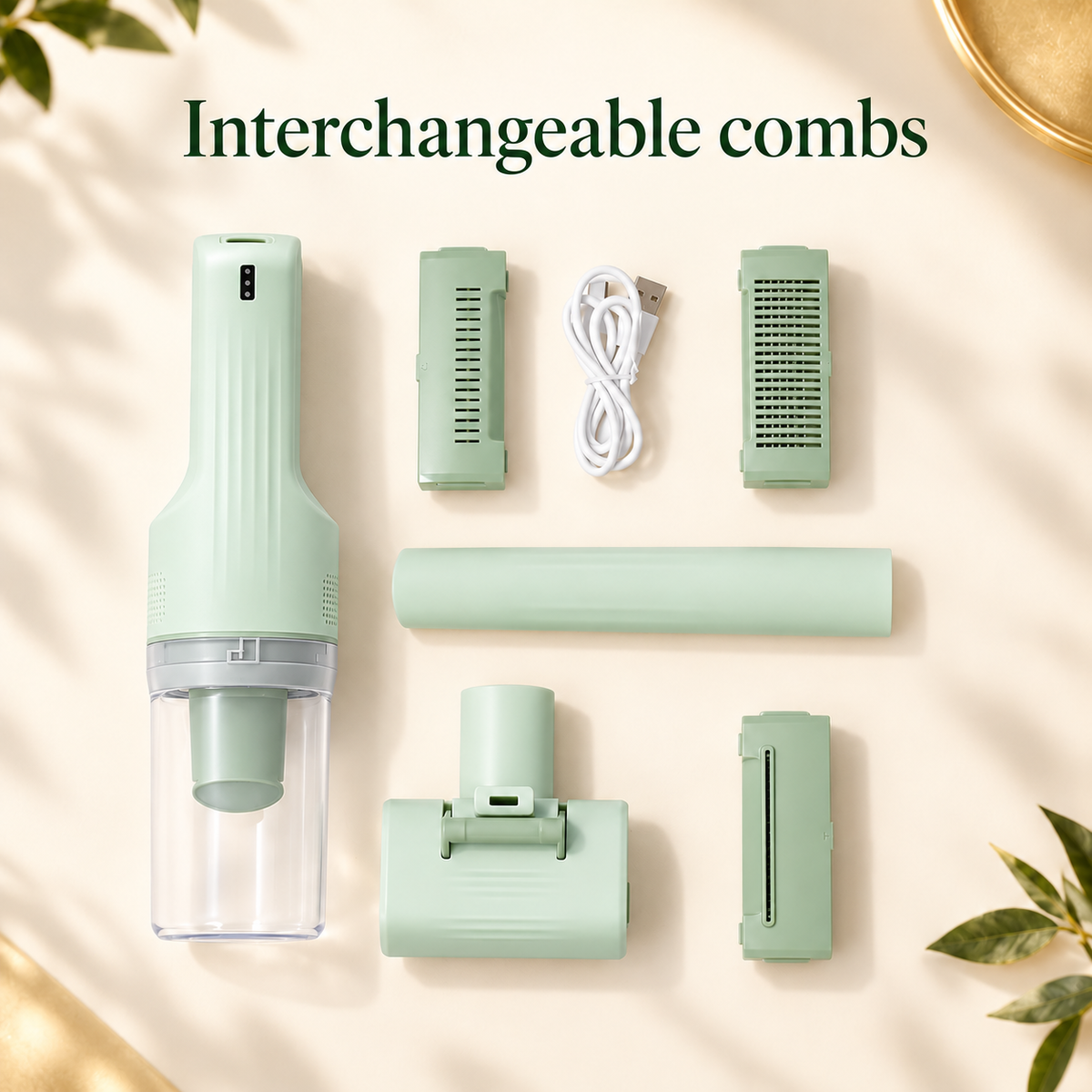 Green CA20 main unit, comb mount, three comb inserts, narrow nozzle and cable