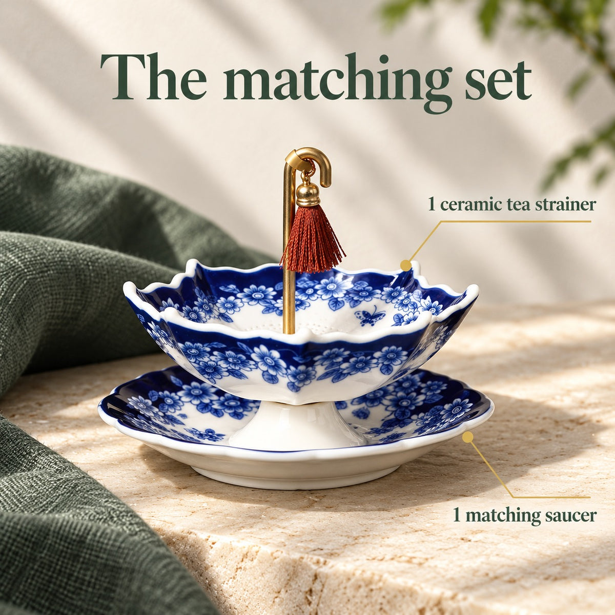 Blue Floral Umbrella Tea Strainer for a Prettier Daily Tea Ritual
