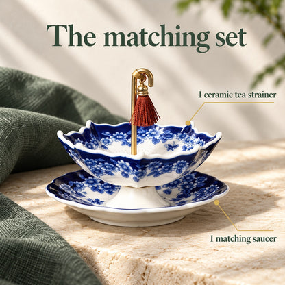 Blue Floral Umbrella Tea Strainer for a Prettier Daily Tea Ritual