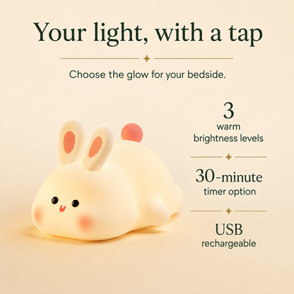 Rechargeable Rabbit Night Light with Tap Brightness and Timer