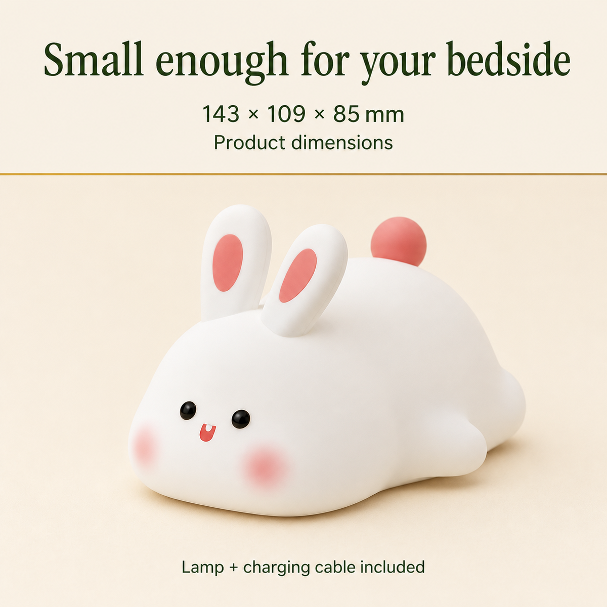 Rechargeable Rabbit Night Light with Tap Brightness and Timer