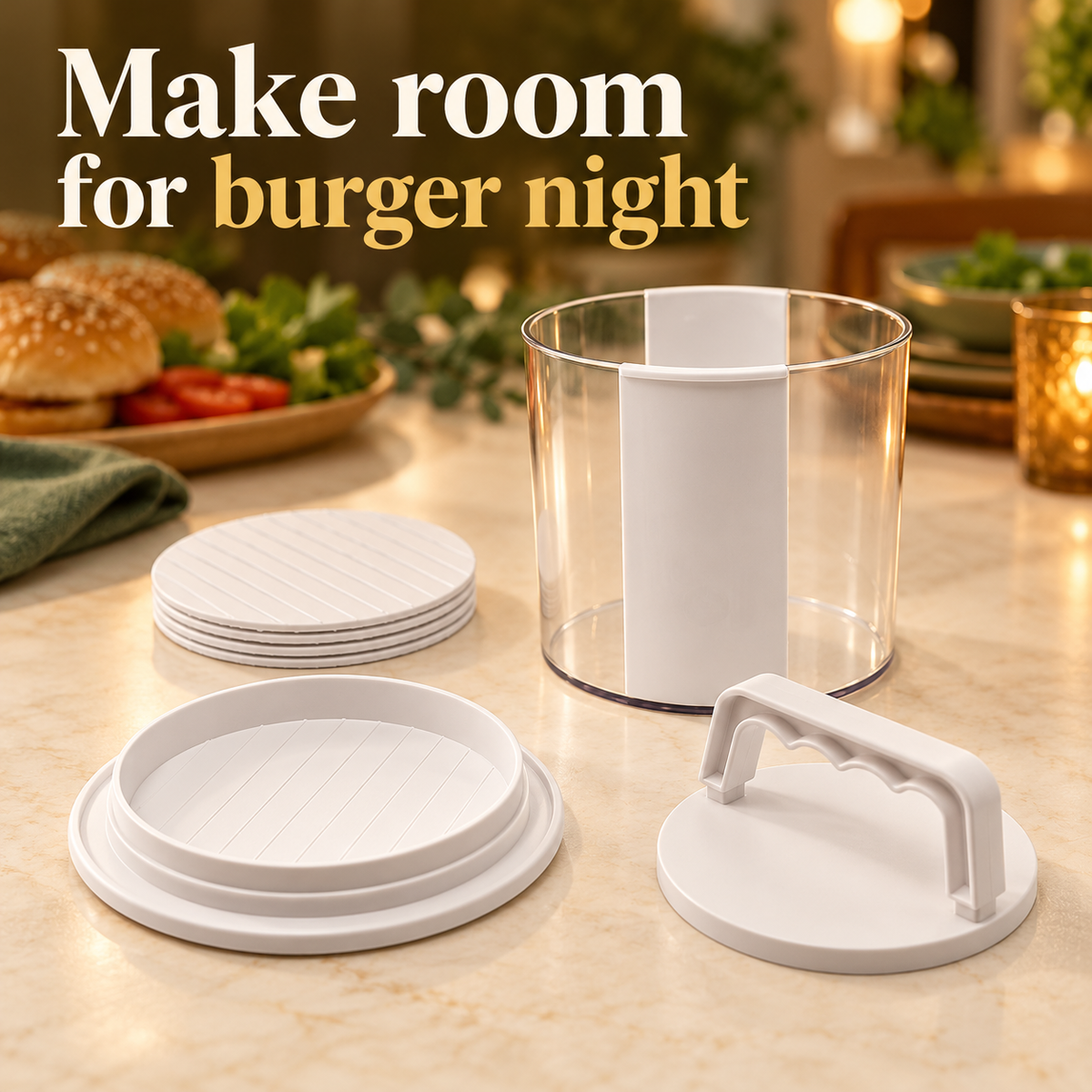 Stackable Burger Patty Maker for Homemade Burger Night Together