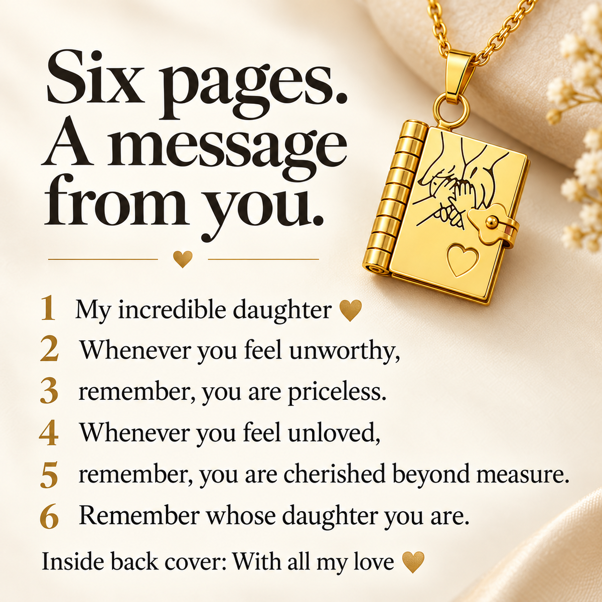 Engraved Daughter Book Necklace – A Thoughtful Christmas Keepsake