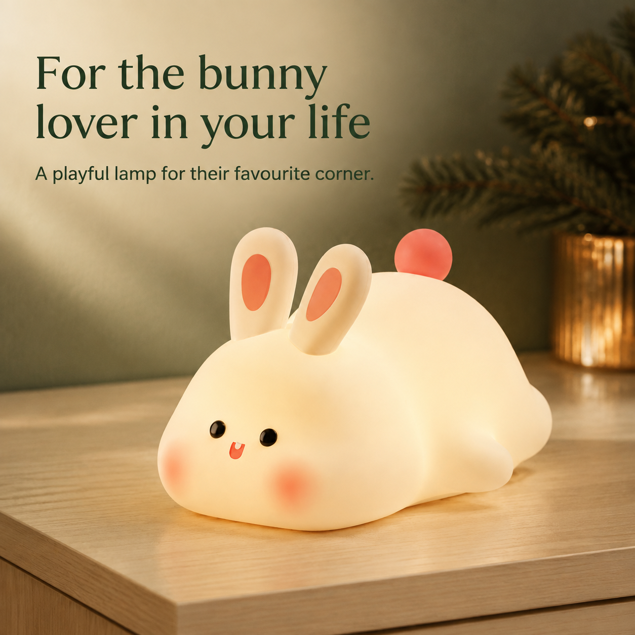 Rechargeable Rabbit Night Light with Tap Brightness and Timer
