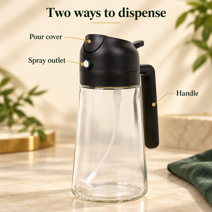 470ml Glass Oil Spray and Pour Bottle for Your Kitchen Routine