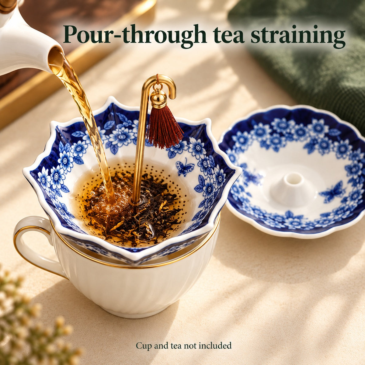 Blue Floral Umbrella Tea Strainer for a Prettier Daily Tea Ritual
