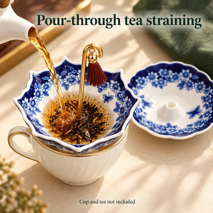 Blue Floral Umbrella Tea Strainer for a Prettier Daily Tea Ritual