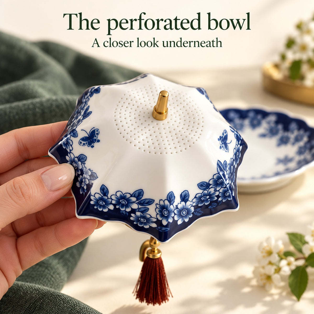 Blue Floral Umbrella Tea Strainer for a Prettier Daily Tea Ritual