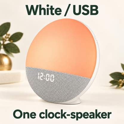 White Sunrise Clock and Bluetooth Light — A Thoughtful Bedside Gift Draft